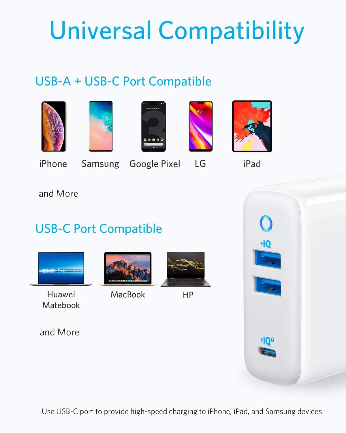 PowerPort III 3-Port 65W Charger with US/UK/EU Plugs for Travel